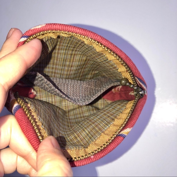 NEW Japanese Coin Purse Pouch Bag Floral Bamboo Print Handmade Small NWOT - Picture 5 of 12